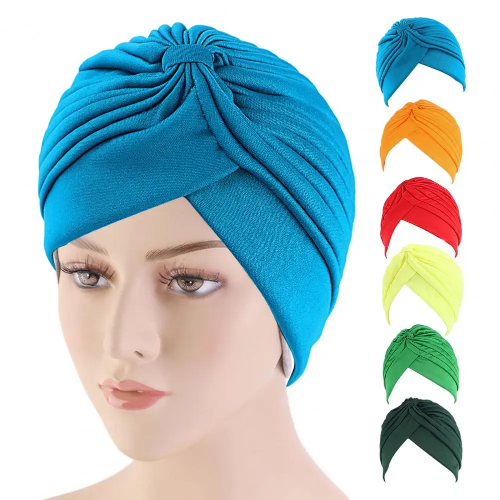 Top Trends: Pleated Turban Hat Breathable Stretchy Anti-UV Sun-proof No Brim Women Beanie Bandanas Headband Warp Chemo Hijab Indian Cap Shoppable Styles