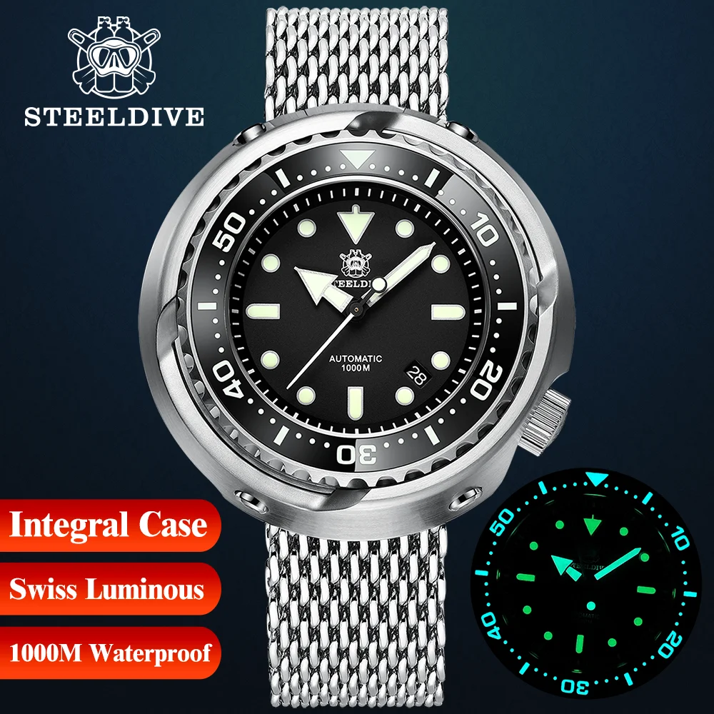 Top Trends: STEELDIVE Luxury Watch SD1978 Oversize 53.6mm Stainless Steel Wristwatch 1000m Waterproof NH35 Automatic Big Tuna Can Dive Watch Shoppable Styles