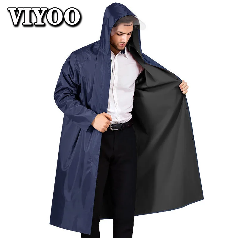 Top Trends: PVC Women Men's Waterproof Long Windbreaker Raincoats Vintage Green Navy Hooded Trench Coat Male Outdoor Hiking Fishing For Men Shoppable Styles