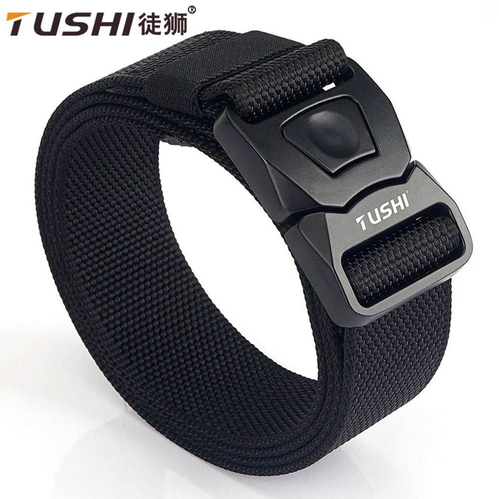 Top Trends: TUSHI Quick Release Pluggable Buckle Tactical Belt Tough Nylon Military Belt For Men Combat Durable Male Jeans Waistband Hunting Shoppable Styles