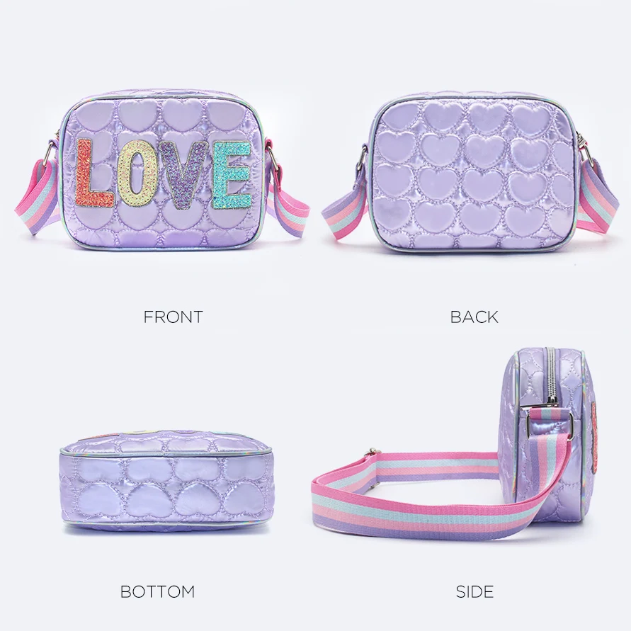 Top Trends: Mini Messenger Heart Shaped 3D Embroidered Crossbody Bag Kids Girls Mobile Phone Bag LOVE Sequin Holiday Gift Shoppable Styles - Image 3