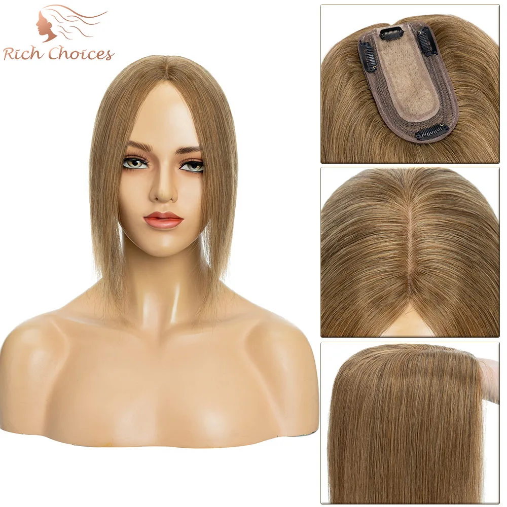 Top Trends: Rich Choices 7x13cm Topper Hair Piece Silk Base 100% Real Remy Human Hair Topper For Women Natural 4 Clips In Brown Blonde Shoppable Styles