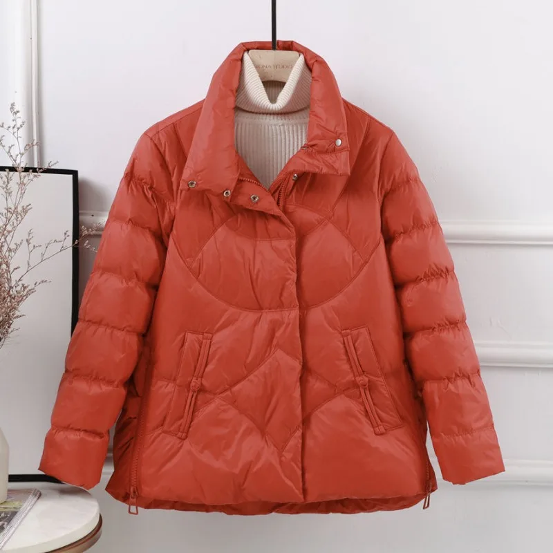 Top Trends: 2023 New Women Down Jacket Winter Coat Female White Duck Down Loose Plus Size Short Outwear Thicken Warm Stand Collar Outcoat Shoppable Styles