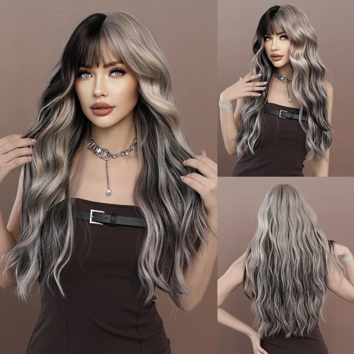 Top Trends: NAMM Long Wave Wig With Silver Gray Gradient Women Popular Synthetic Wig For Daily Cosplay High Density Hair Shoppable Styles