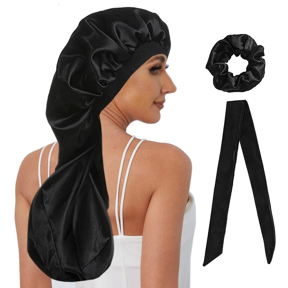 Top Trends: Satin Bonnet Cap&Hair Band&Head Bans 3 Piece Set Wide Elastic Long Tail Wig Care Night Shoppable Styles