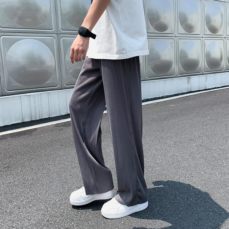 Top Trends: Summer Ice Silk Straight Pants Plus Size 5XL-M Men's Streetwear Thin Casual Pants Men Loose Breathable Wide Leg Pants Shoppable Styles - Image 2