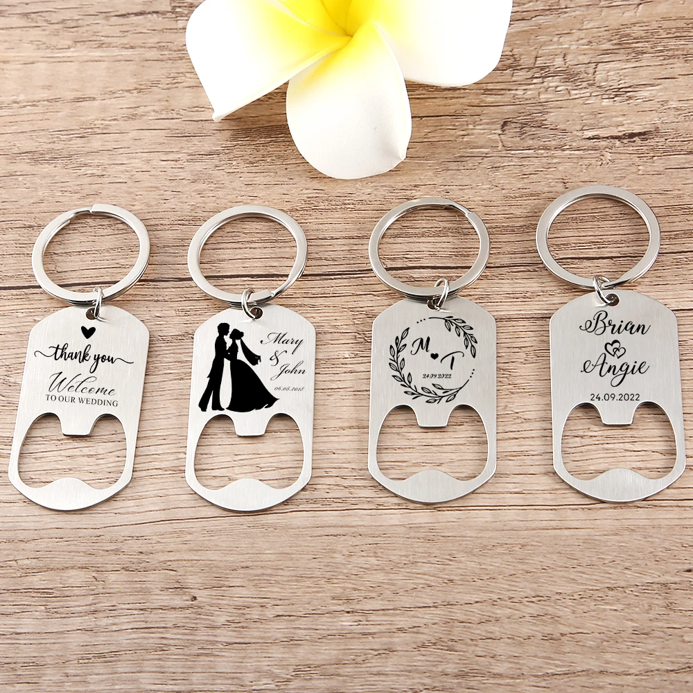 Top Trends: Custom Name And Date Bottle Opener Key Chain Fashion Stainless Steel Party Favor Keychain Personalized Wedding Gifts For Guests Shoppable Styles - Image 4