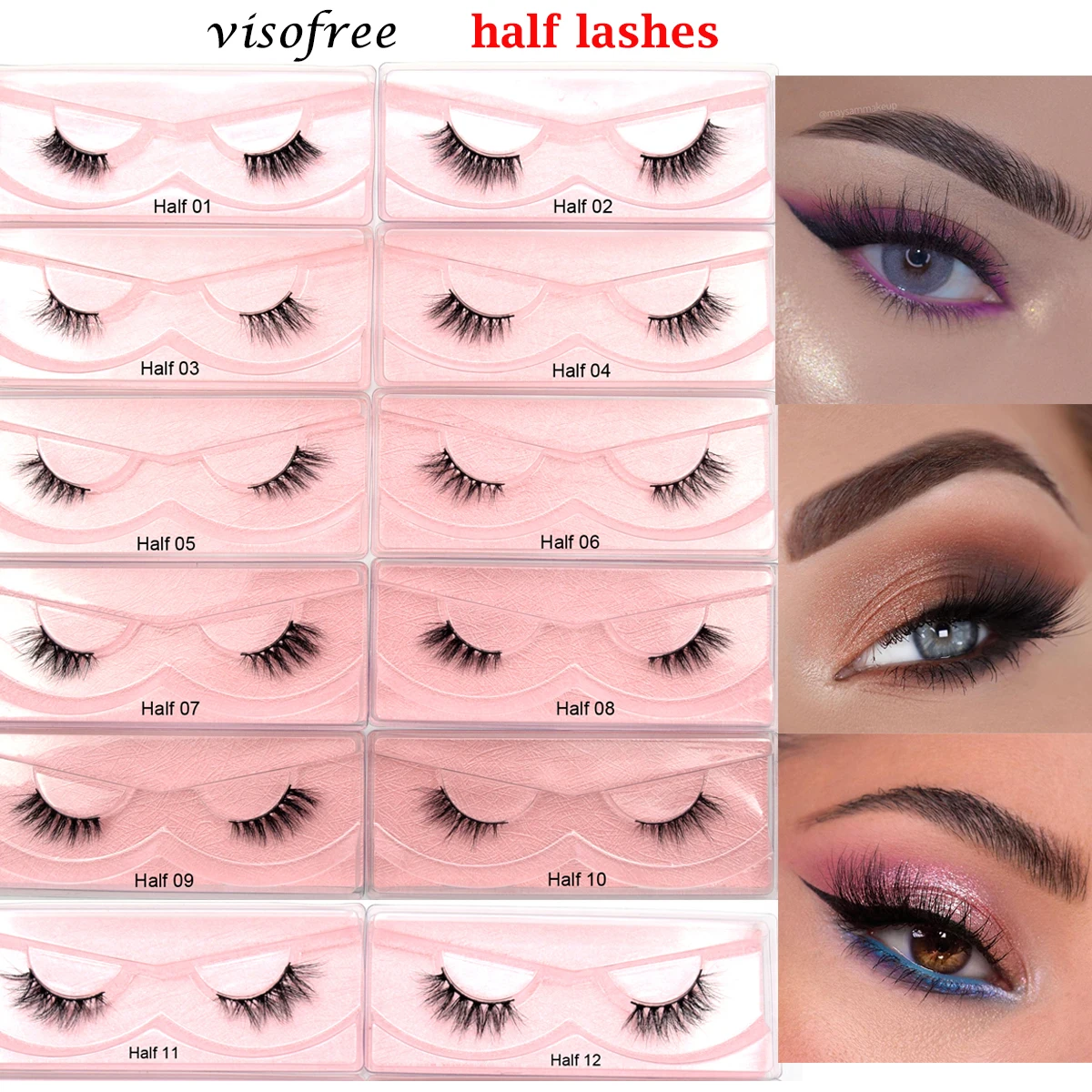 Top Trends: Visofree Half Lashes Natural False Eyelashes Fake Lashes Wispy Long Makeup 3D Mink Lashes Eyelash Extension Mink Eyelashes Shoppable Styles