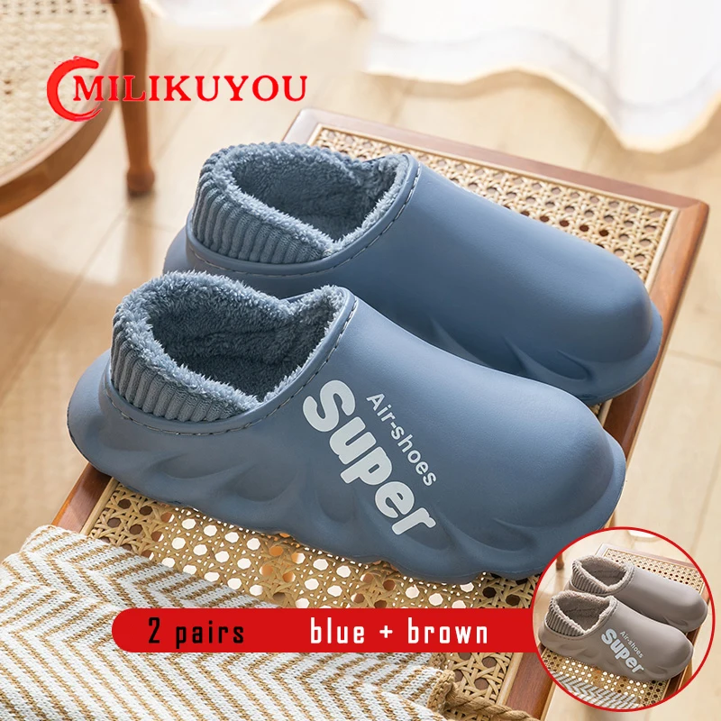 Top Trends: New Super Air-Shoes Fashion Couples Anti Slip Women's Shoes For Man Winter Cute Simple Thickened Warm EVA Plush Cotton Slippers Shoppable Styles