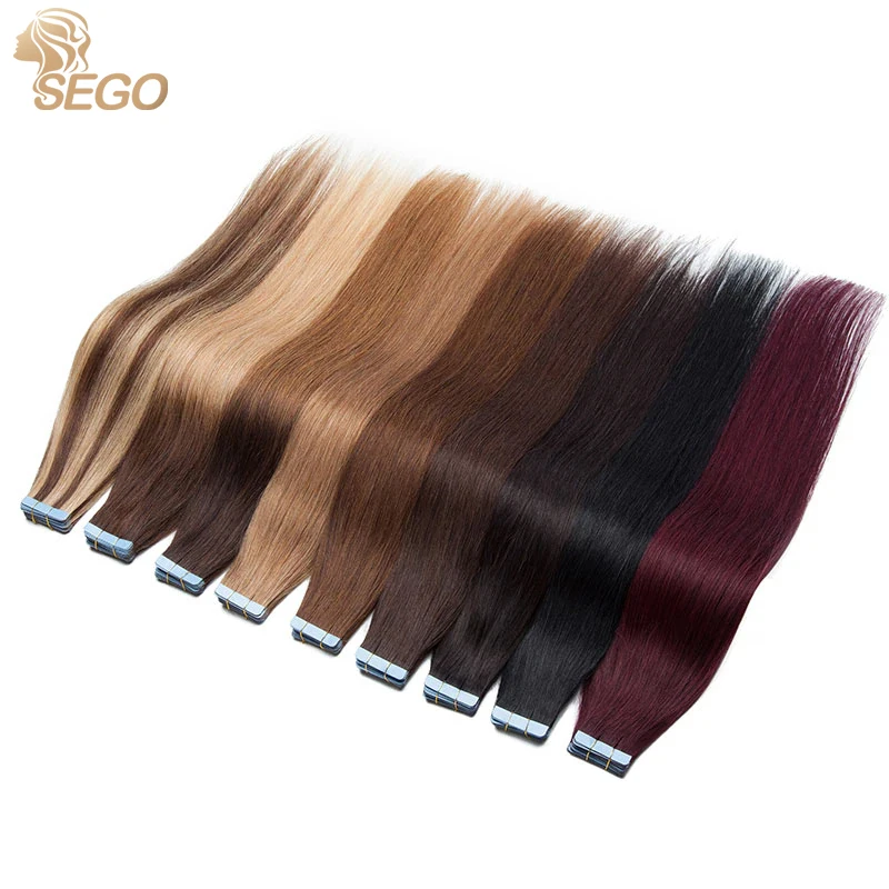 Top Trends: SEGO 1.5g / pc Tape In Human Hair Extension Non-Remy 14"-24'' Straight Skin Weft Tape Natural Hair Adhesive Invisible 20Pcs / Set Shoppable Styles