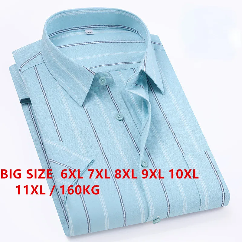 Top Trends: Oversized 11XL Oxford 100% Cotton Shirts For Men Short Sleeve Summer Business Single Pocket Button-down Men Shirts Short Sleeve Shoppable Styles