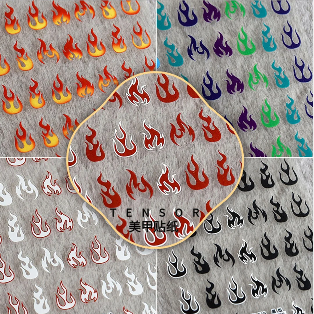 Top Trends: Nail Sticker Flame Fire Torch Light 12 Style High Quality 3D Engraved Nail Stickers Art Decorations Nail Decals Design Korea Shoppable Styles