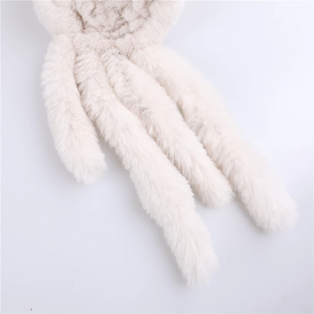 Top Trends: Winter Women's Warm Genuine Real Rex Rabbit Fur Knitted Scarf Scarfs Lady Scarves Wraps Snood Fashion Tassels Stringy Selvedge Shoppable Styles - Image 6