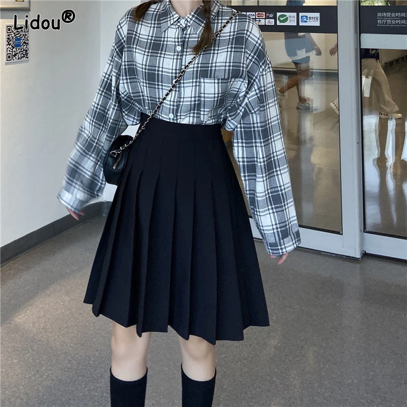 Top Trends: Streetwear Skinny Fashion Casual Pleated Solid Color Simplicity High Waist Short Skirts Thin Summer Young Style Women&#039;s Clothing Shoppable Styles