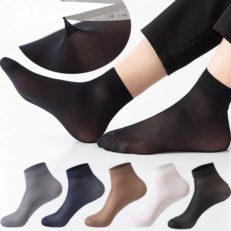 Top Trends: 10pairs Men&#039;s Socks Thin Ice Stockings Summer Breathable Casual Socks Solid Color Elastic Ice Silk Cool Mid-tube Business Socks Shoppable Styles