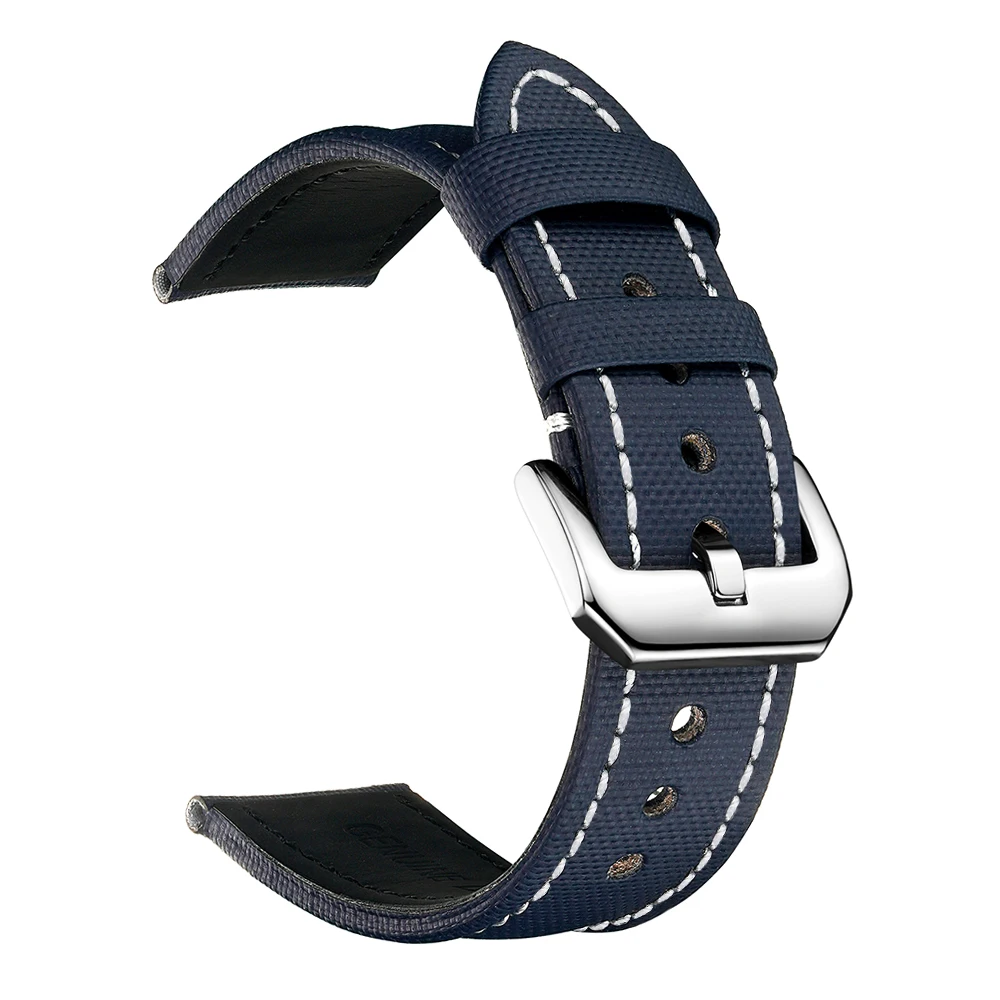 Top Trends: Luxury Men Watch Sailcloth Strap Leather 20mm 22mm 23mm Black Nylon Watch Band Strap Waterproof Wrsitband Shoppable Styles - Image 2