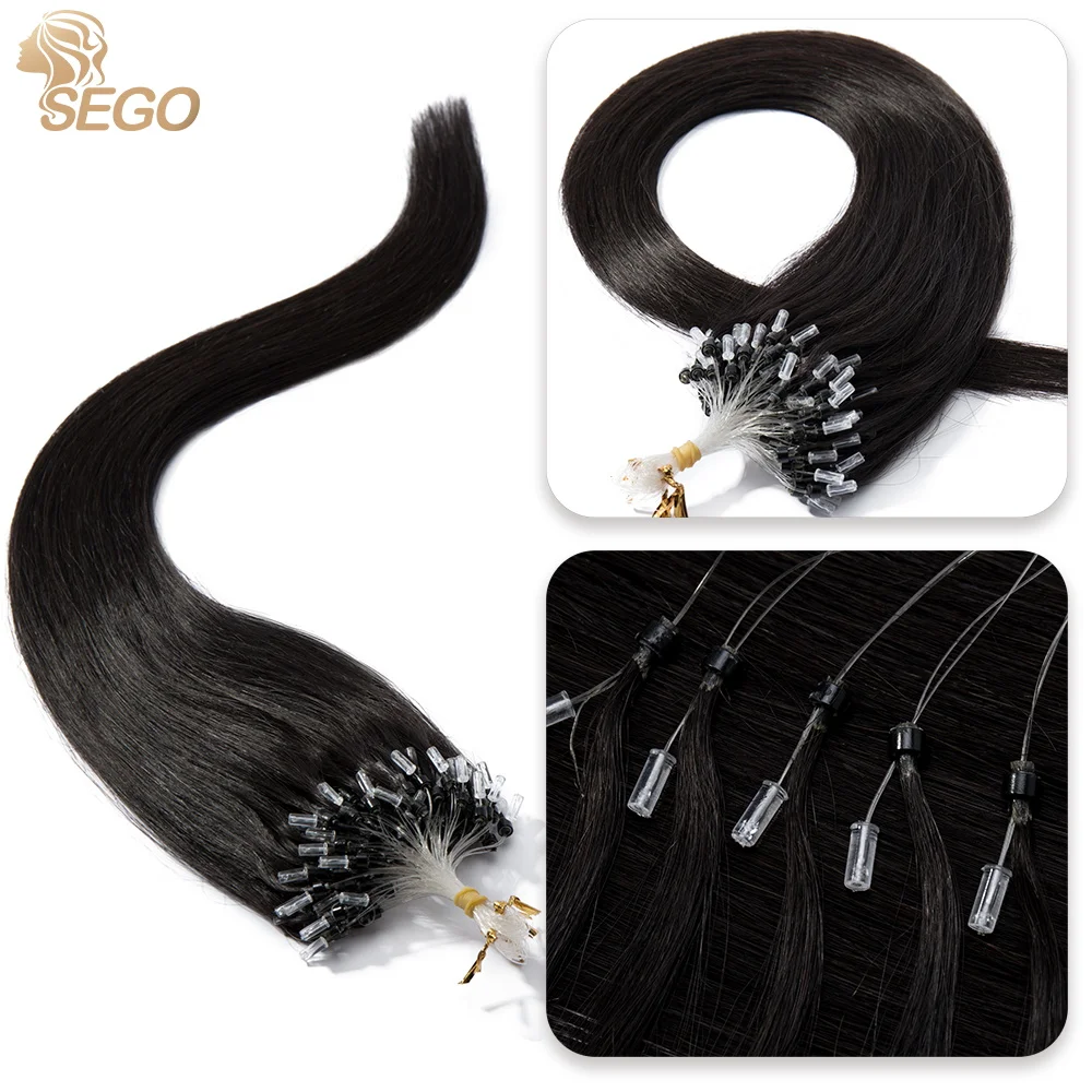 Top Trends: SEGO Micro Ring Hair Extensions Micro Beads Human Hair Pre Bonded Cold Fusion I Tip Hairpiece For Women 50g 100 Strands Shoppable Styles