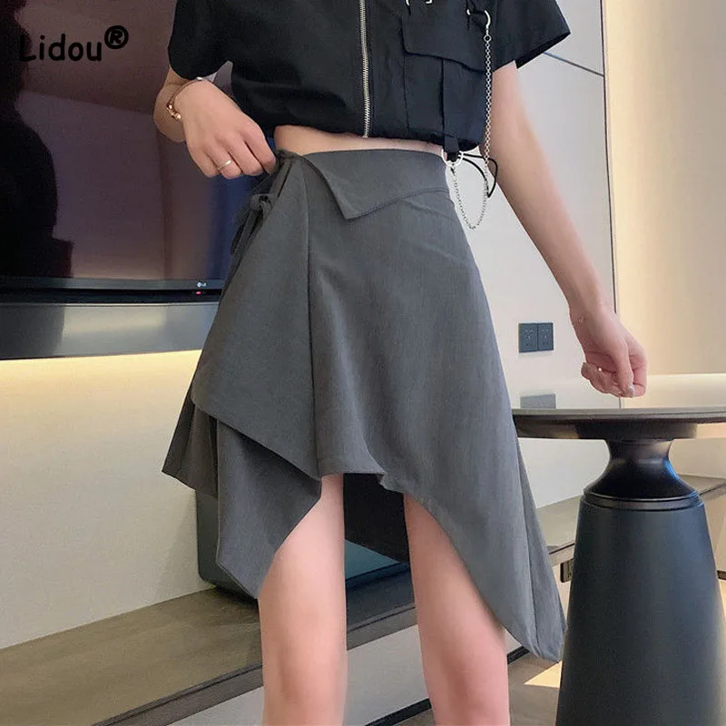 Top Trends: Temperament Fashion Irregular A-Line Skirt For Female Summer Casual Loose Solid Color Spliced Skirt Summer Women's Clothing Shoppable Styles