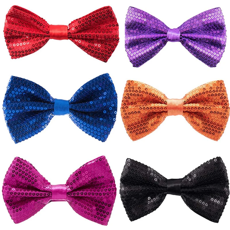 Top Trends: 2022 Shiny Bow Tie Women Men Sequins Bowtie Party Dance Show Christmas Sequins Tie Child Student Bowknot Colorful Accessories Shoppable Styles