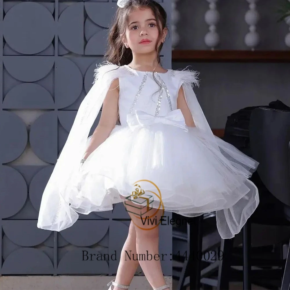 Top Trends: Scoop Flower Girl Dresses Sleeveless Tiered Sleeveless Feather 2023 Summer Wedding Party Gowns Sequined فساتين للحفلات الراقصة Shoppable Styles