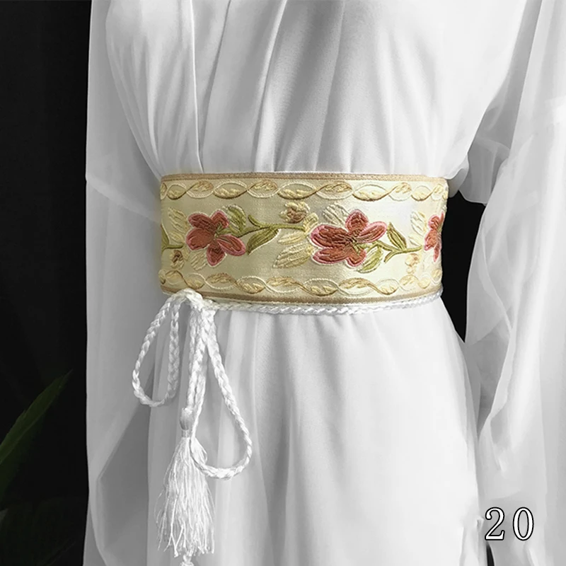 Top Trends: Japanese Kimono Traditional Obi Belt Embroidery Wide Belt Literary Retro Mori Ethnic Style Hanfu Dress Decor Tassel Waist Belt Shoppable Styles