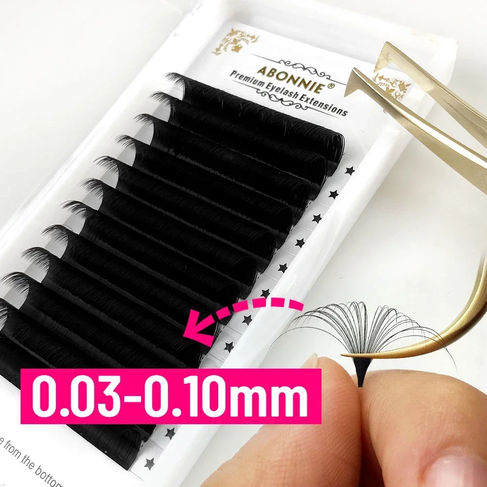 Top Trends: Abonnie 0.03-0.10mm Matte Dark Black Easy Fan Lashes Volume Extension Mega Eyelashes Blooming Fans Eyelash Extension Cilios Shoppable Styles