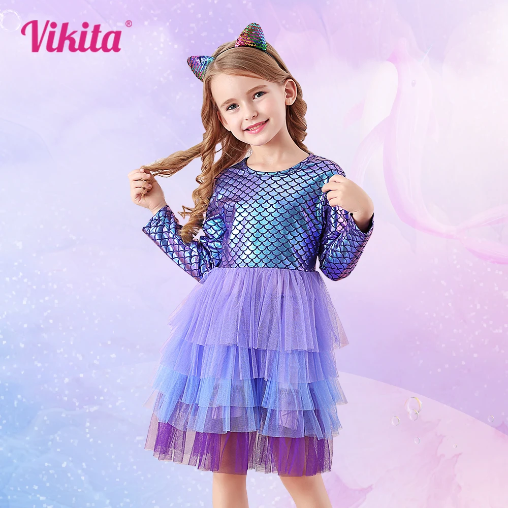 Top Trends: VIKITA Girl Princess Dress Autumn Wedding Birthday Party Tutu Vestidos Kids Dresses For Girls Children Christmas Costumes Shoppable Styles