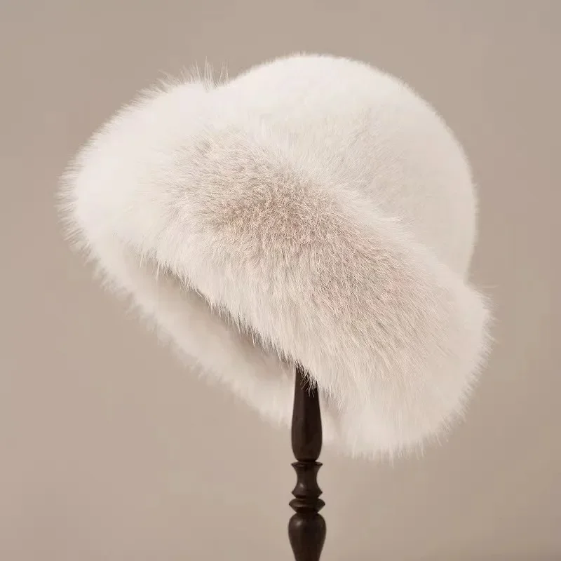 Top Trends: Winter Hat For Women Faux Fur Fluffy Bucket Hat For Women Luxury Plush Thicken Snow Fur Bucket Hat Soft Panama Cap Shoppable Styles