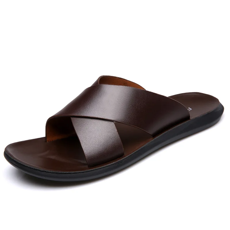 Top Trends: Sandals For Men Slippers Genuine Leather Luxury Brand Fashion 2023 New Men Flats Casual Non-slip Beach Sandalia Zapatos Hombre Shoppable Styles - Image 6