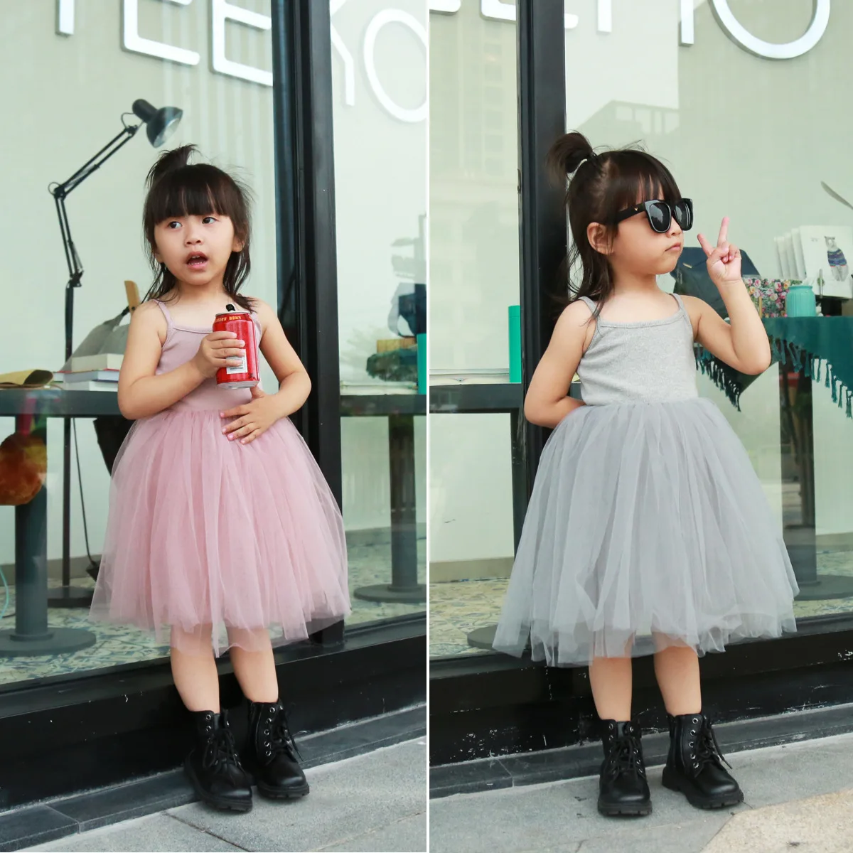 Top Trends: Summer Girl's Sling Dress Cotton Patchwork Mesh Skirt Princess Dresses Shoppable Styles