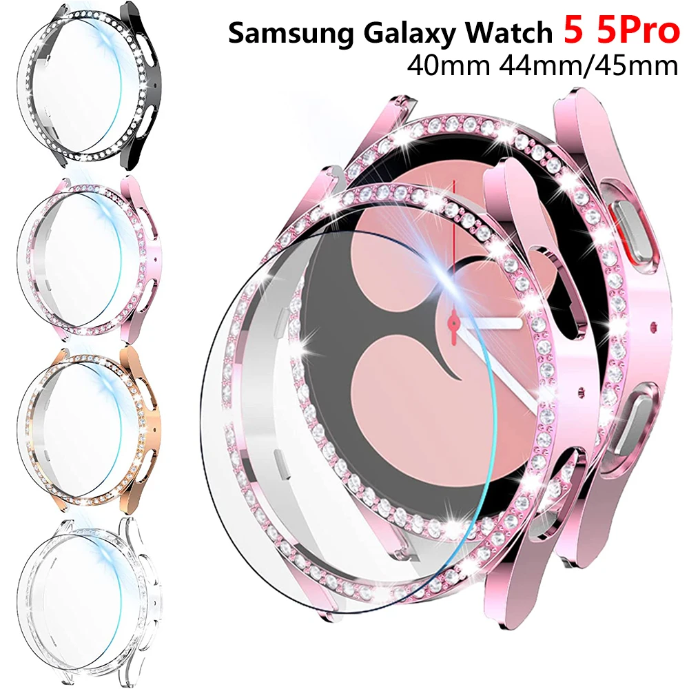 Top Trends: Glass+ Watch Cover For Samsung Galaxy Watch 5 40mm 44mm And 5 Pro 45mm Hard PC Diamond Bling Case Bumper+ Glass Screen Protector Shoppable Styles