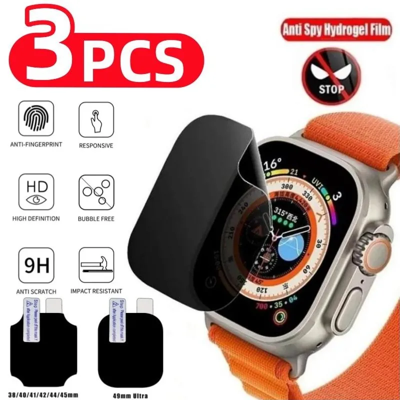 Top Trends: 3PCS Privacy Hydrogel Film For Apple Watch Ultra 49MM 7 8 41MM 45MM Anti-spy Screen Protector For IWatch 9 5 6 SE 40MM 44MM 42MM Shoppable Styles