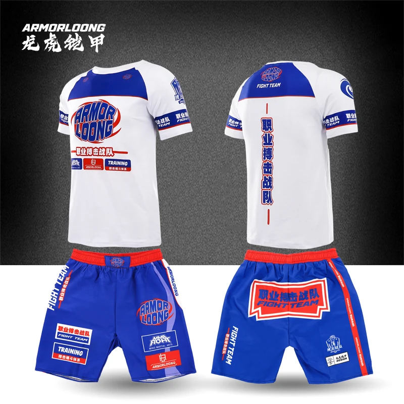 Top Trends: Professional Combat Team Training Short Sleeve Shorts T-shirt Thai Boxing Martial Arts Judo Champion Thai Boxing MMA Competition Shoppable Styles