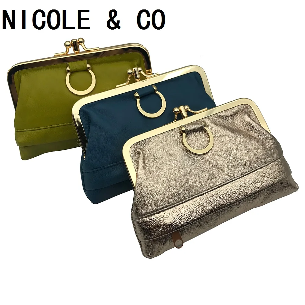 Top Trends: NICOLE & CO Genuine Leather Coin Purse Womens Sheepskin Change Purse Metal Hasp Closure Card Holder Wallet Zipper Small Bag Shoppable Styles