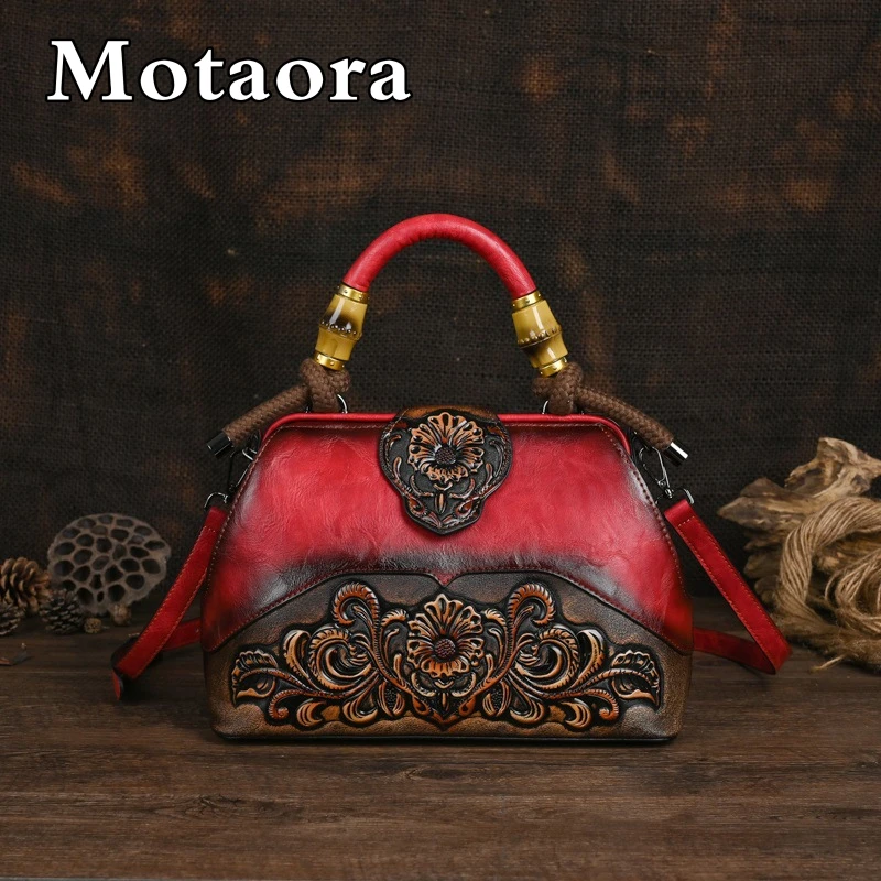 Top Trends: Motaora Vintage New Designer Luxury Bags For Women Leather Handbag Women&#039;s Bag 2023 Trend Handmade Carved Ladies Shoulder Bags Shoppable Styles