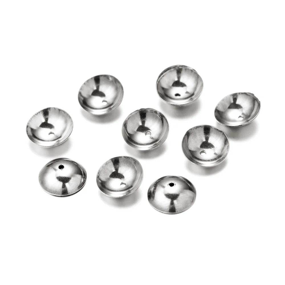 Top Trends: 50pcs / lot Stainless Steel 3 4 5 6 8mm Round Bead Caps End Cap Connectors For Necklace Earrings DIY Jewelry Making Supplies Shoppable Styles