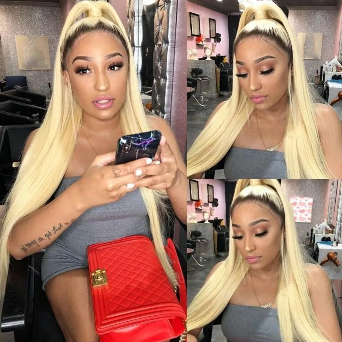 Top Trends: 1B 613 Honey Blonde Color Lace Front Human Hair Wigs Dark Roots Remy Brazilian Straight 13x4 Lace Front Human Hair Wig For Women Shoppable Styles - Image 3