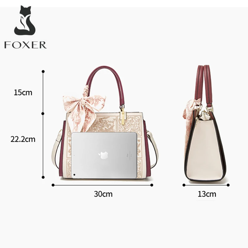 Top Trends: FOXER Office Commute Women Embroidery Printing Handbag Cowhide Leather Lady Top Handle Bag Mother's Gift Crossbody Shoulder Bags Shoppable Styles - Image 5