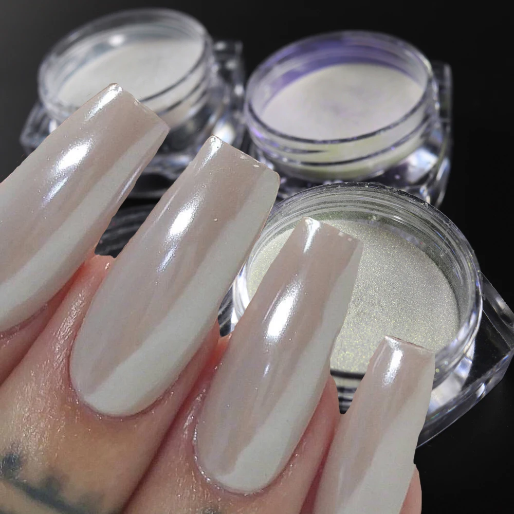 Top Trends: White Pearl Chrome Powder Glazed Donut Hailey Bieber Nails Mirror Moonlight Nail Pigment Winter New Trend White Chrome Powder* 1 Shoppable Styles - Image 5