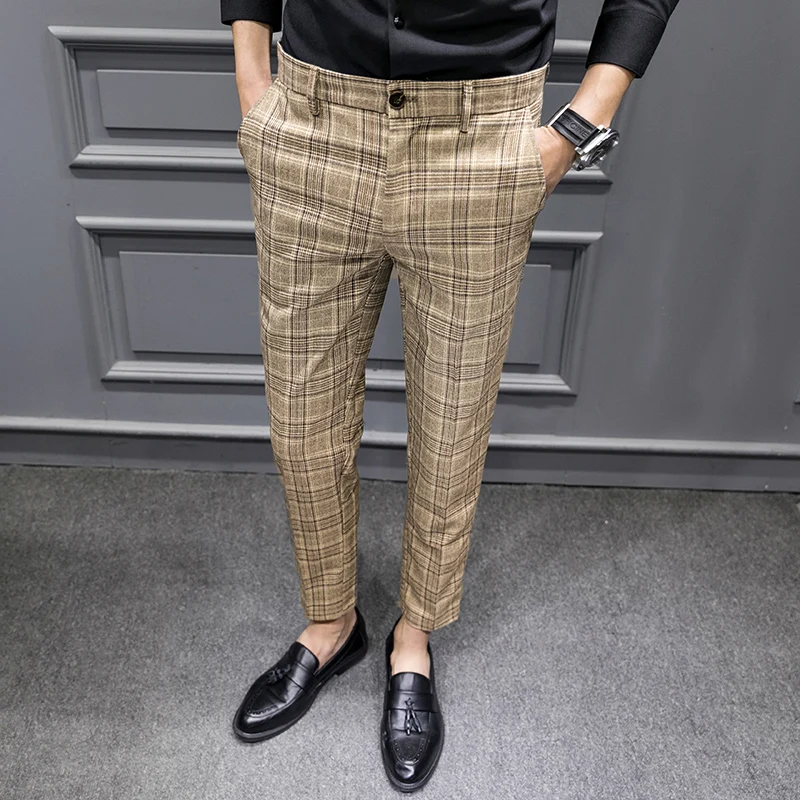 Top Trends: 2023 Men Clothing Plaid Business Suit Trousers / Male Slim Fit Fashin Leisure Suit Pants / British Formal Dress Suit Trousers 28-36 Shoppable Styles