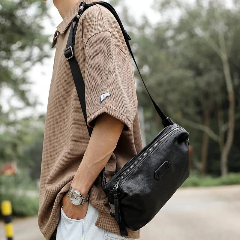 Top Trends: Wmnuo Cow Chest Bag Casual Classic Pillow Messenger Crossbody Bags Men Genuine Leather Cowhide Male Shoulder Sling Waist Bags Shoppable Styles - Image 3