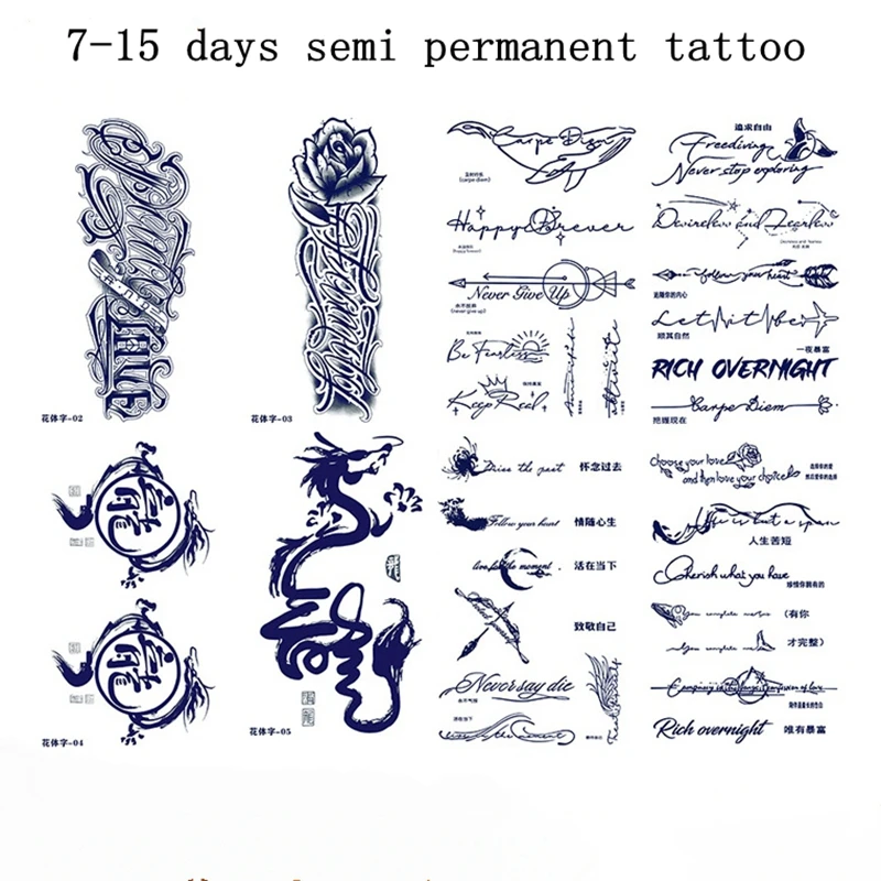 Top Trends: 7-15 Day Juice Semi Permanent Tattoo Sticker Men Women English Font Temporary Waterproof Tatouage Tatuagem Falsa Art Fake Tattoo Shoppable Styles