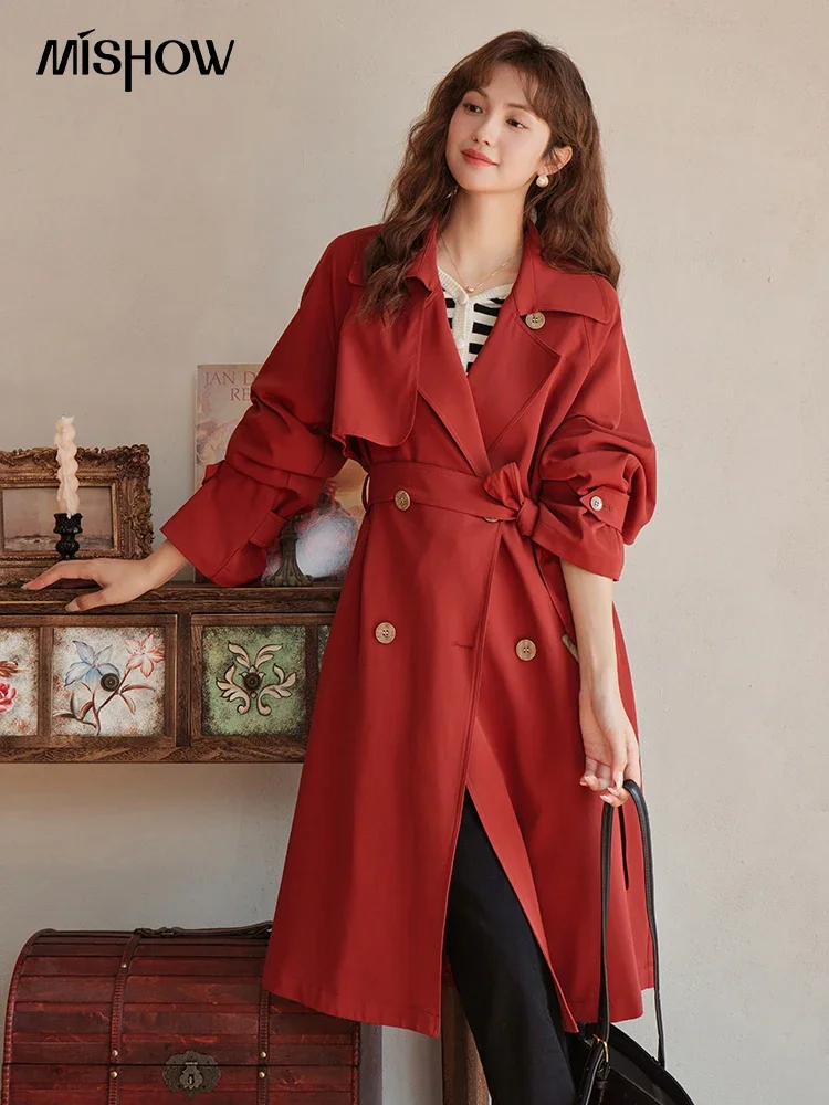 Top Trends: MISHOW Solid Casual Trench Coat Spring Autumn 2023 French Belt Single Breasted Turn-down Collar Back Elasticity Coats MXC41W0028 Shoppable Styles