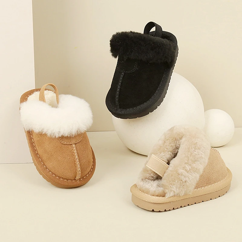 Top Trends: Little Kids Snow Boots Solid Warm Shallow Boys Girls Genuine Leather Floors Winter Shoes With Thick Plush Toddler Casual Shoes Shoppable Styles