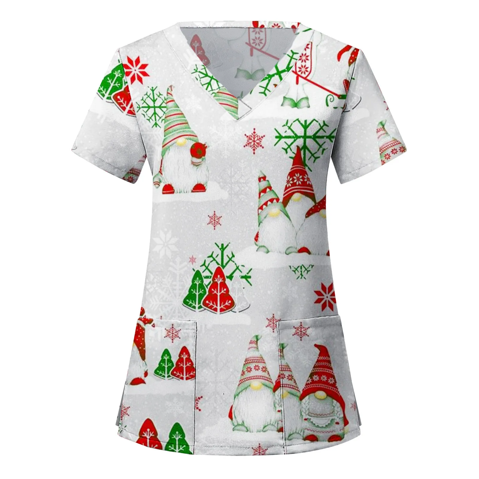 Top Trends: Christmas Snowman Nurse Uniforms Women Carer Tops Short Sleeve Pet Groom Scrub Uniform Clinic Uniforme De Enfermera Para Mujer Shoppable Styles