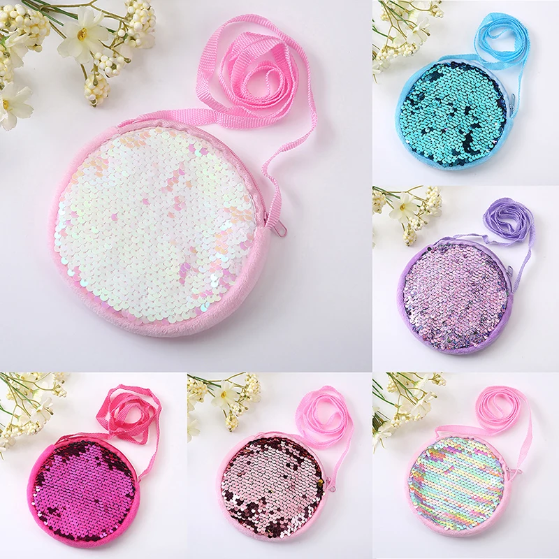 Top Trends: 12.5*12.5CM Girls Messenger Bag Fashion Princess Girl Baby Cute Plush Sequin Shoulder Bag Coin Purse Bags One Shoulder Backpack Shoppable Styles