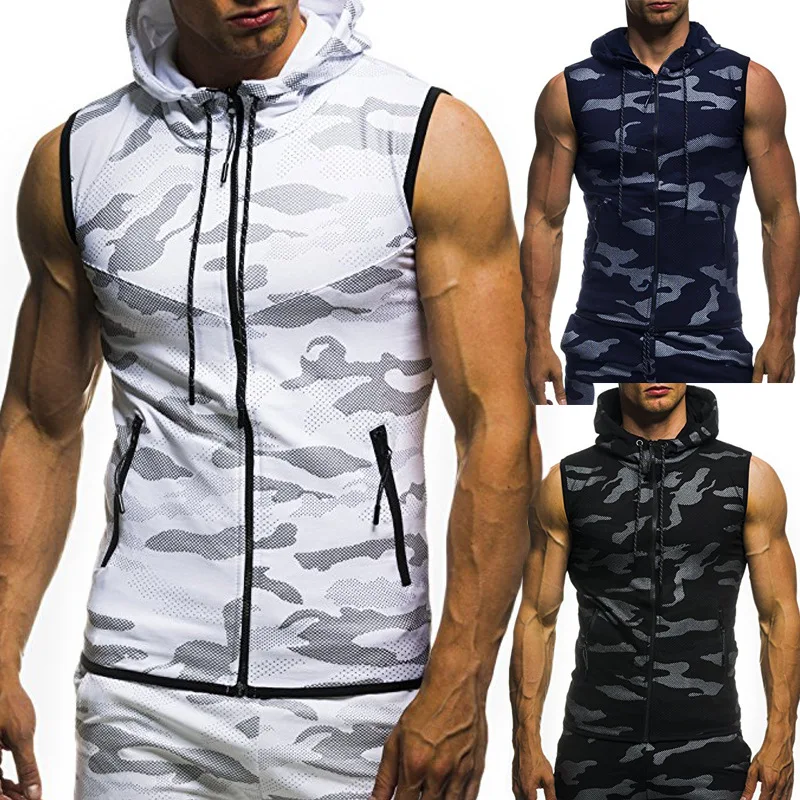 Top Trends: Camouflage Hooded Tank Top Men&#039;s Fashion Casual Breathable Sleeveless Vest Gym Shirt Muscle Bodybuilding Tank Tops Debardeur Shoppable Styles