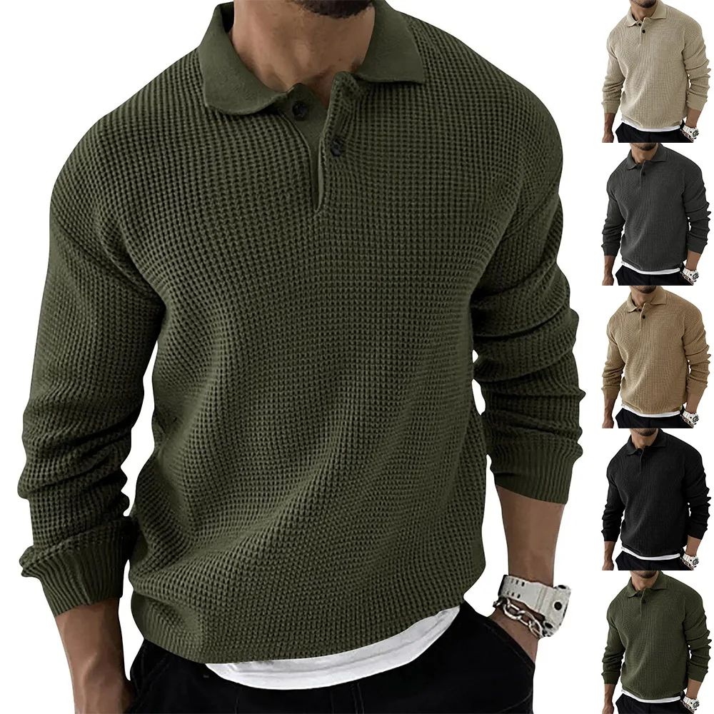 Top Trends: Autumn Winter Men's Sweater Knitted POLO Shirts Lapel Solid Color Knitted Pullover Social Streetwear Casual Business Men Clothin Shoppable Styles