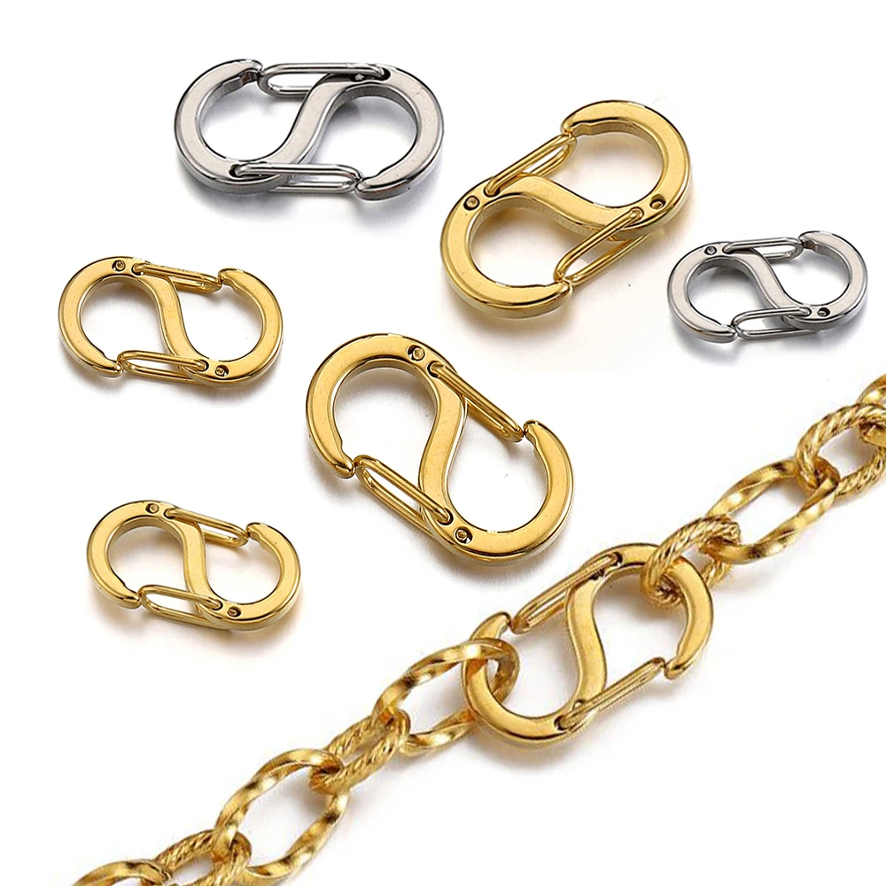 Top Trends: No Fade 4pcs Gold Color Stainless Steel S Shape Buckle Spring Lobster Clasps Hooks Connectors For Necklace Jewelry Making DIY Shoppable Styles