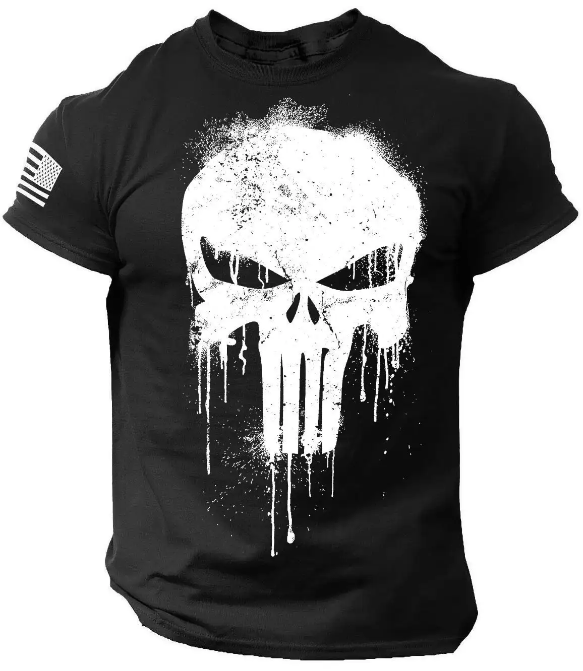 Top Trends: Men&#039;s T Shirt 3D Print Military Patriotic Skull Dropped T Shirt Oversized Short-Sleeved Sportswear Men Clothing Tops Tees Shoppable Styles